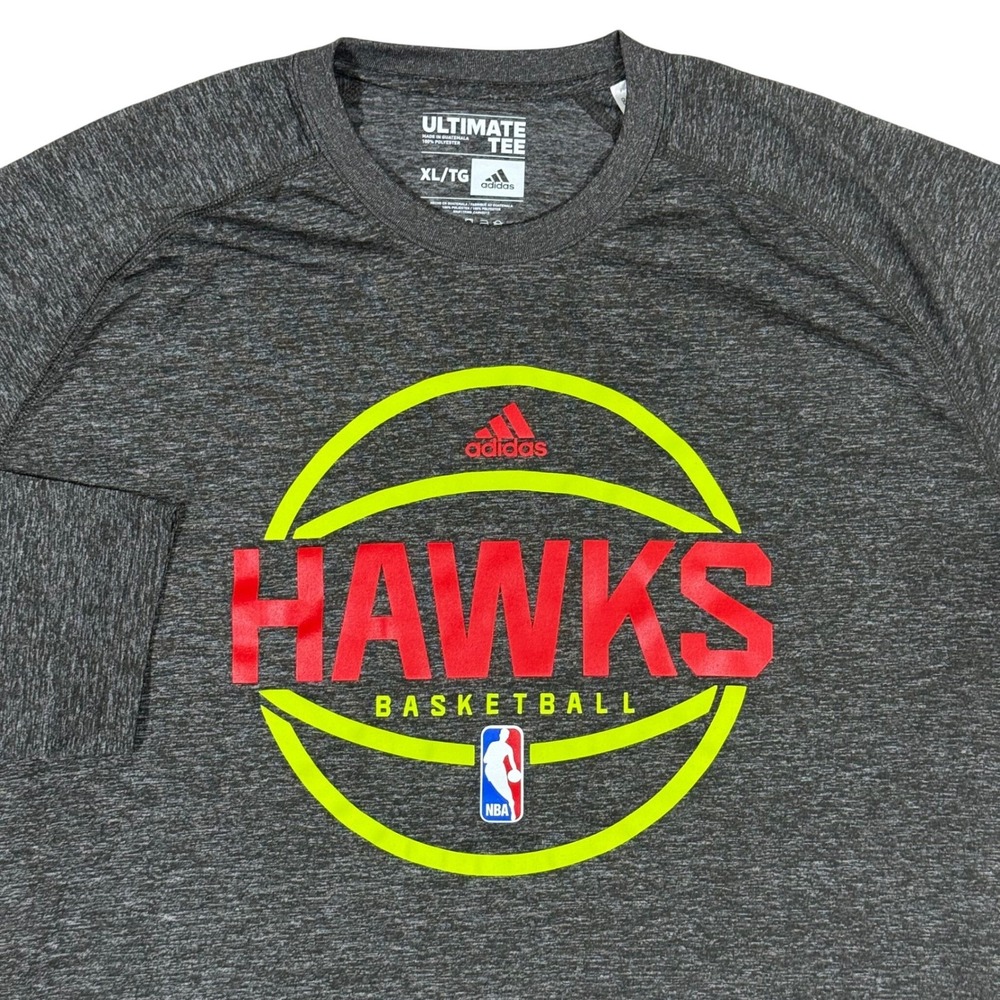 Atlanta Hawks adidas Long Sleeve Shirt Men's XL NBA Ultimate Tee Gray Basketball